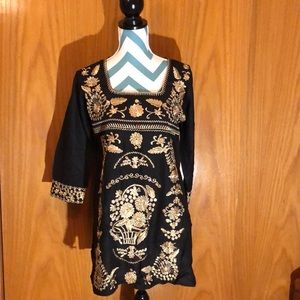 Black w/ Gold Embroidered Tunic (NWOT)